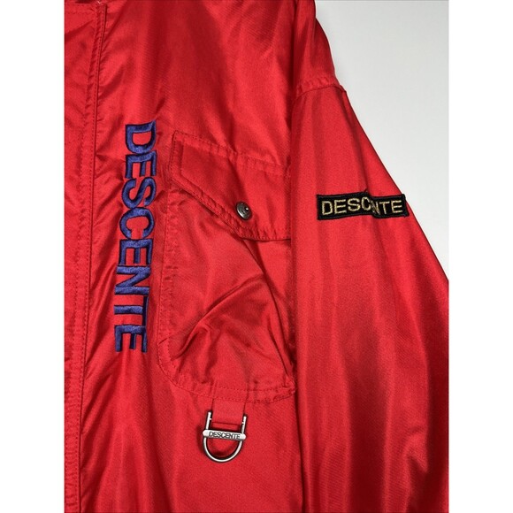 Vintage 90s Descente Oversized Ski Shell Jacket Red Missing Sz Tag Fits XL/2XL - Picture 3 of 16